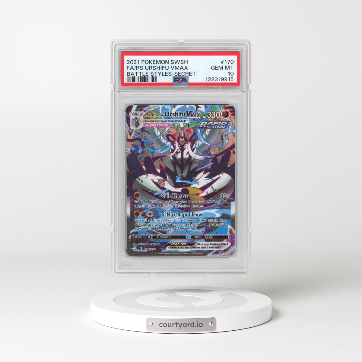 2021 Pokémon Sword & Shield Battle Styles #170 Rapid Strike Urshifu Vmax - Full Art Secret (PSA 10 GEM MINT)