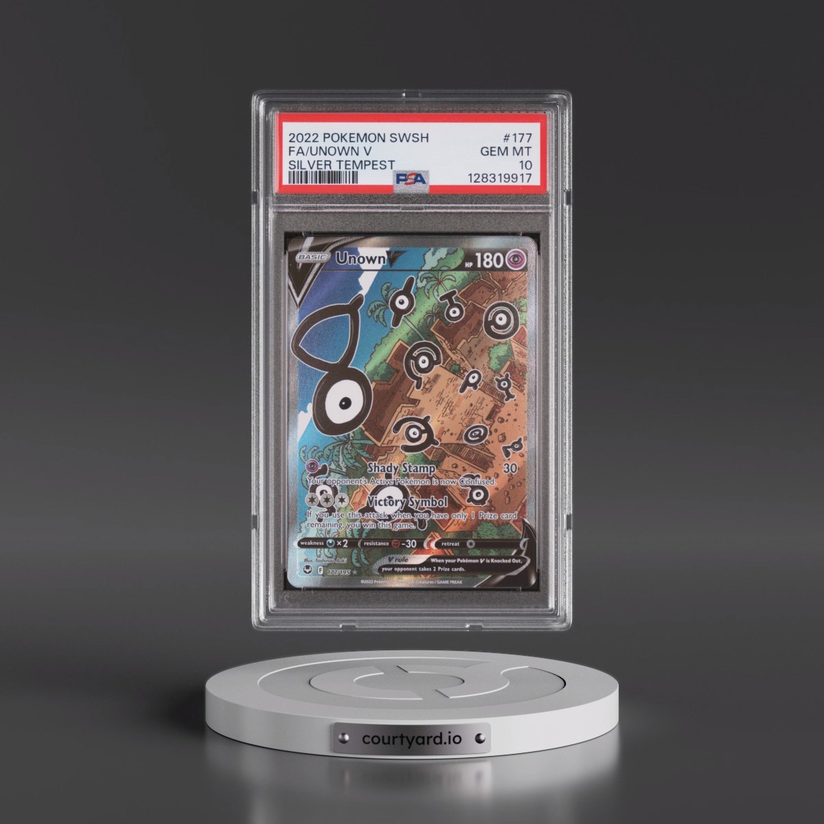 2022 Pokémon Sword & Shield Silver Tempest #177 Unown V - Holo Full Art (PSA 10 GEM MINT)