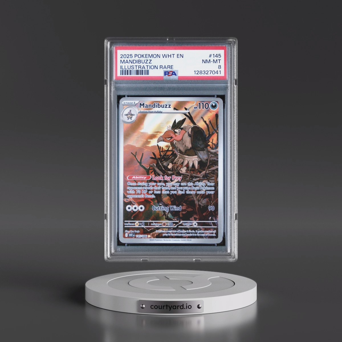 2025 Pokémon Wht EN-White Flare #145 Mandibuzz - Illustration Rare (PSA 8 NM-MT)