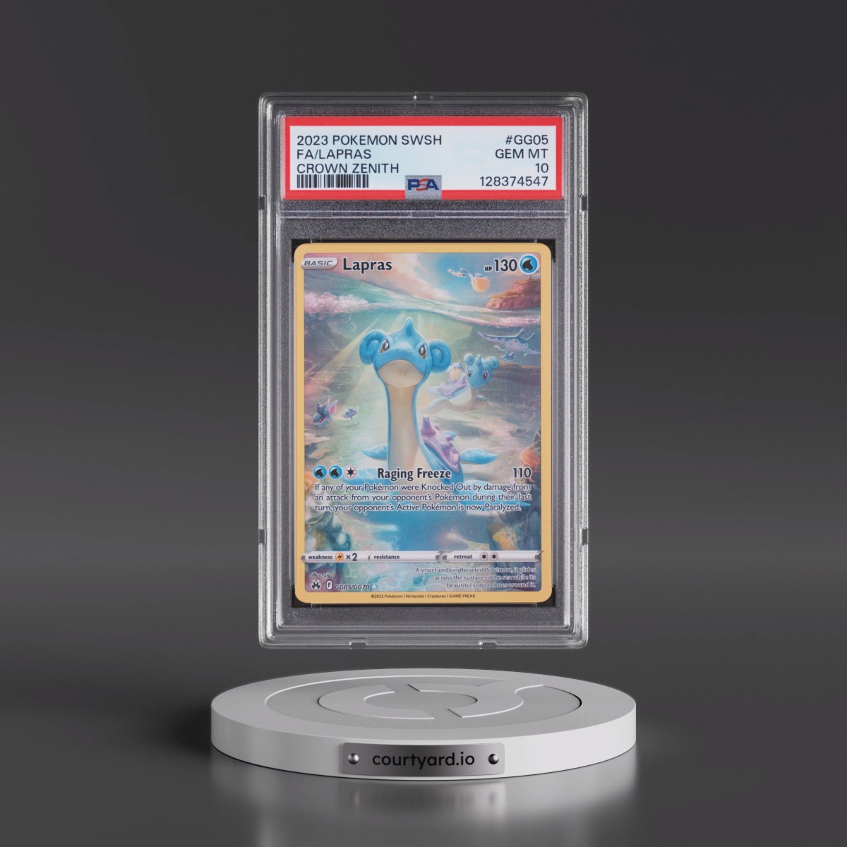 2023 Pokémon Sword and Shield Crown Zenith Lapras - Full Art #GG05 PSA 10