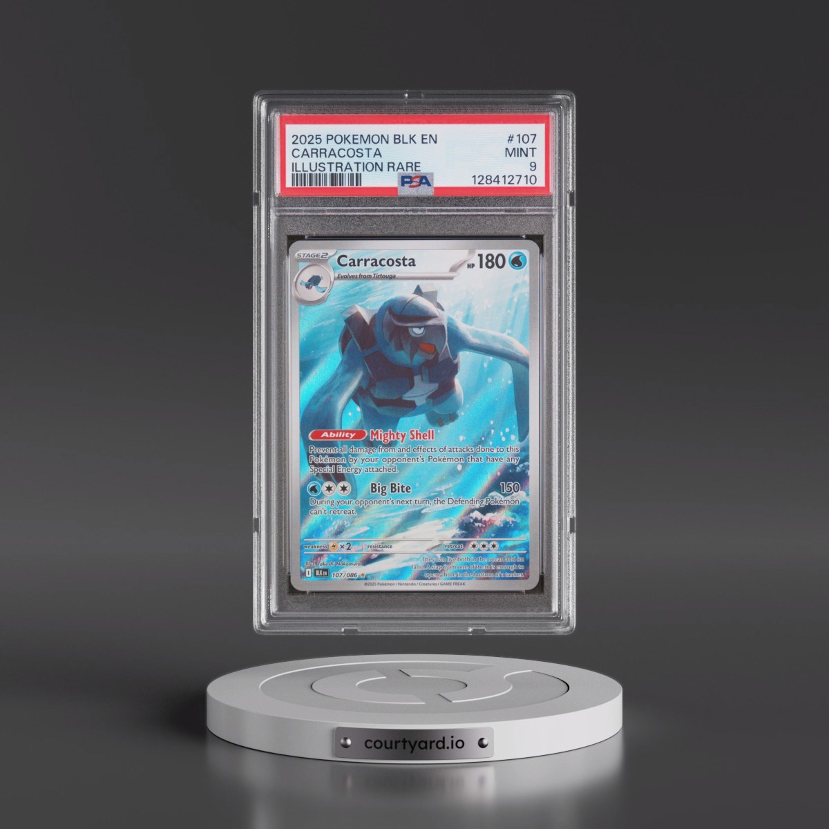 2025 Pokémon Blk EN-Black Bolt #107 Carracosta - Illustration Rare (PSA 9 MINT)