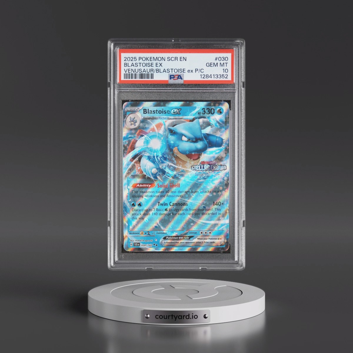 2025 Pokémon Scr EN-Stellar Crown #030 Blastoise EX - Holo Venusaur EX & Blastoise EX Premium Collection (PSA 10 GEM MINT)