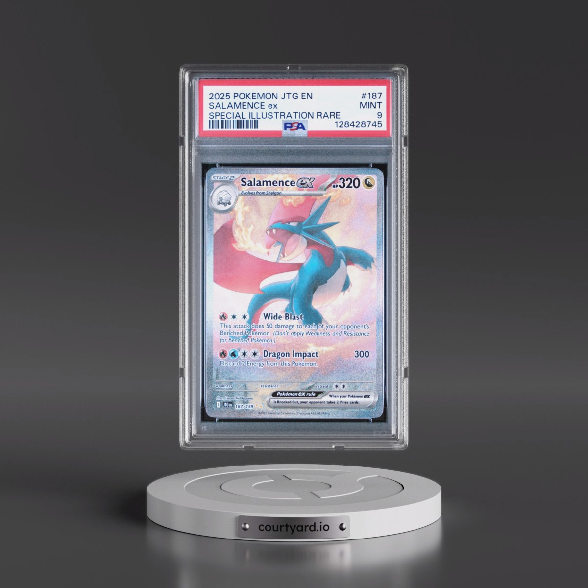 2025 Pokémon Jtg EN-Journey Together #187 Salamence EX - Holo Special Illustration Rare (PSA 9 MINT)