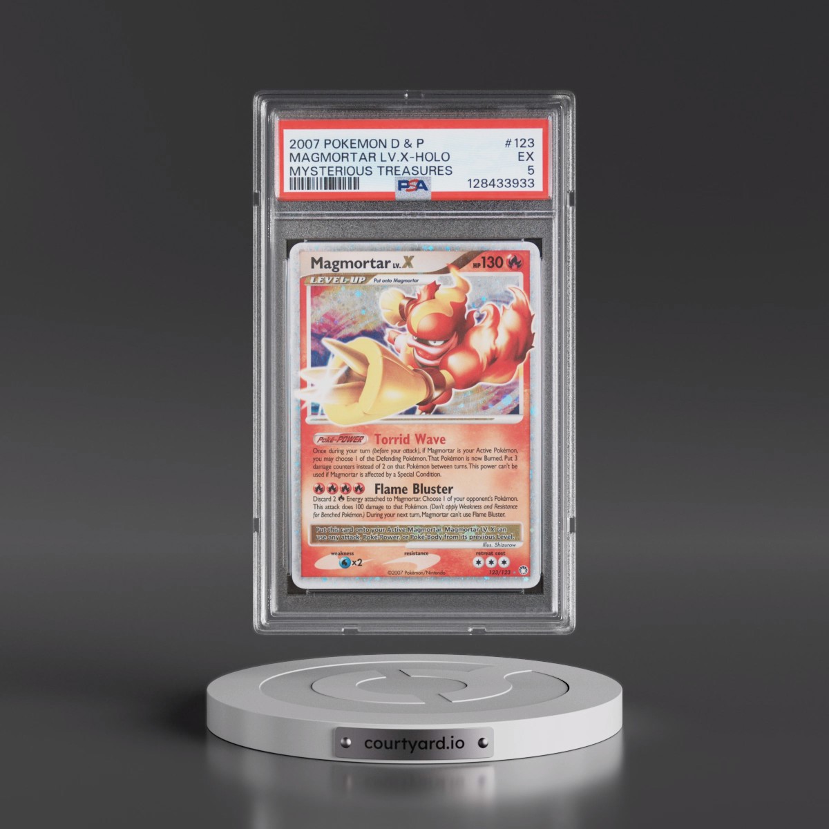 2007 Pokémon Diamond & Pearl Mysterious Treasures #123 Magmortar LV.X - Holo (PSA 5 EX)