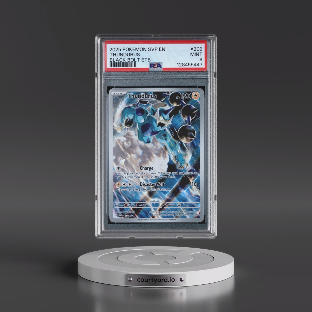 2025 Pokémon Svp EN-SV Black Star Promo #209 Thundurus - Black Bolt Elite Trainer Box (PSA 9 MINT)