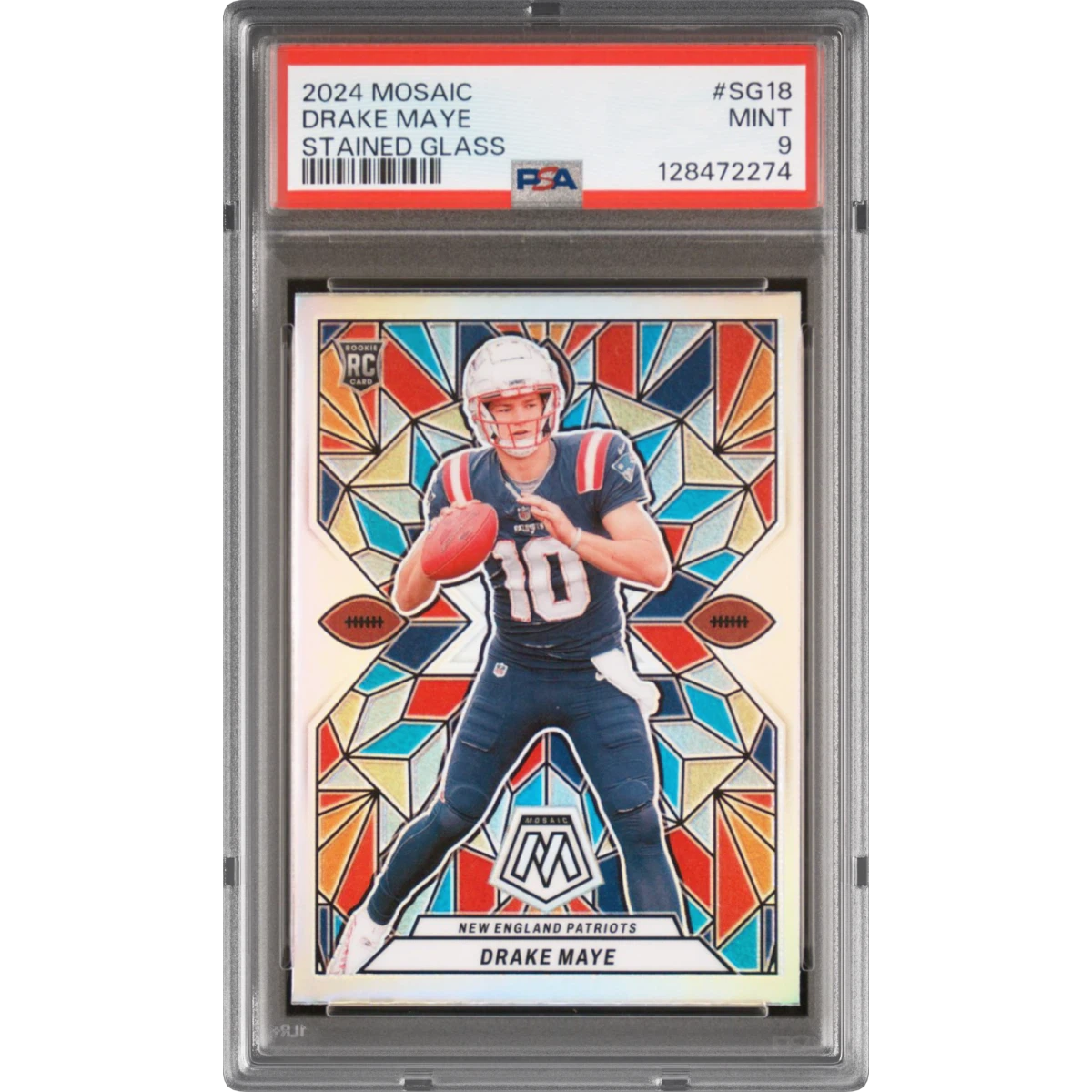2024 Panini Mosaic Stained Glass #SG18 Drake Maye (PSA 9 MINT)