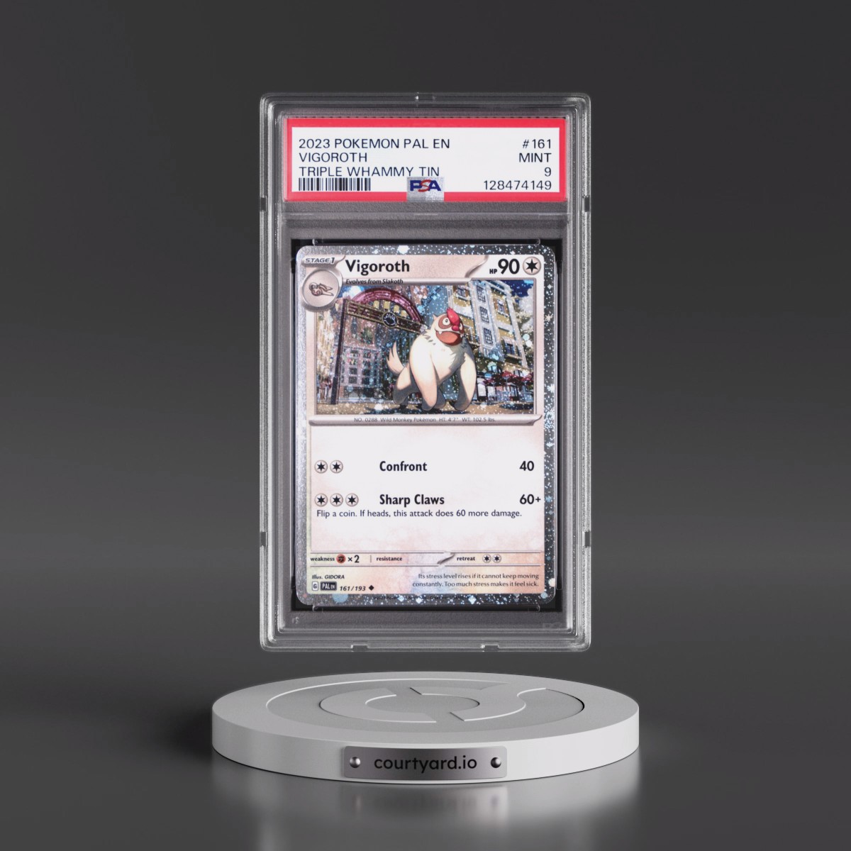 2023 Pokémon Pal EN-Paldea Evolved #161 Vigoroth - Triple Whammy Tin (PSA 9 MINT)