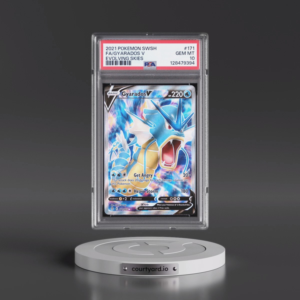 2021 Pokémon Sword & Shield Evolving Skies #171 Gyarados V - Holo Full Art (PSA 10 GEM MINT)