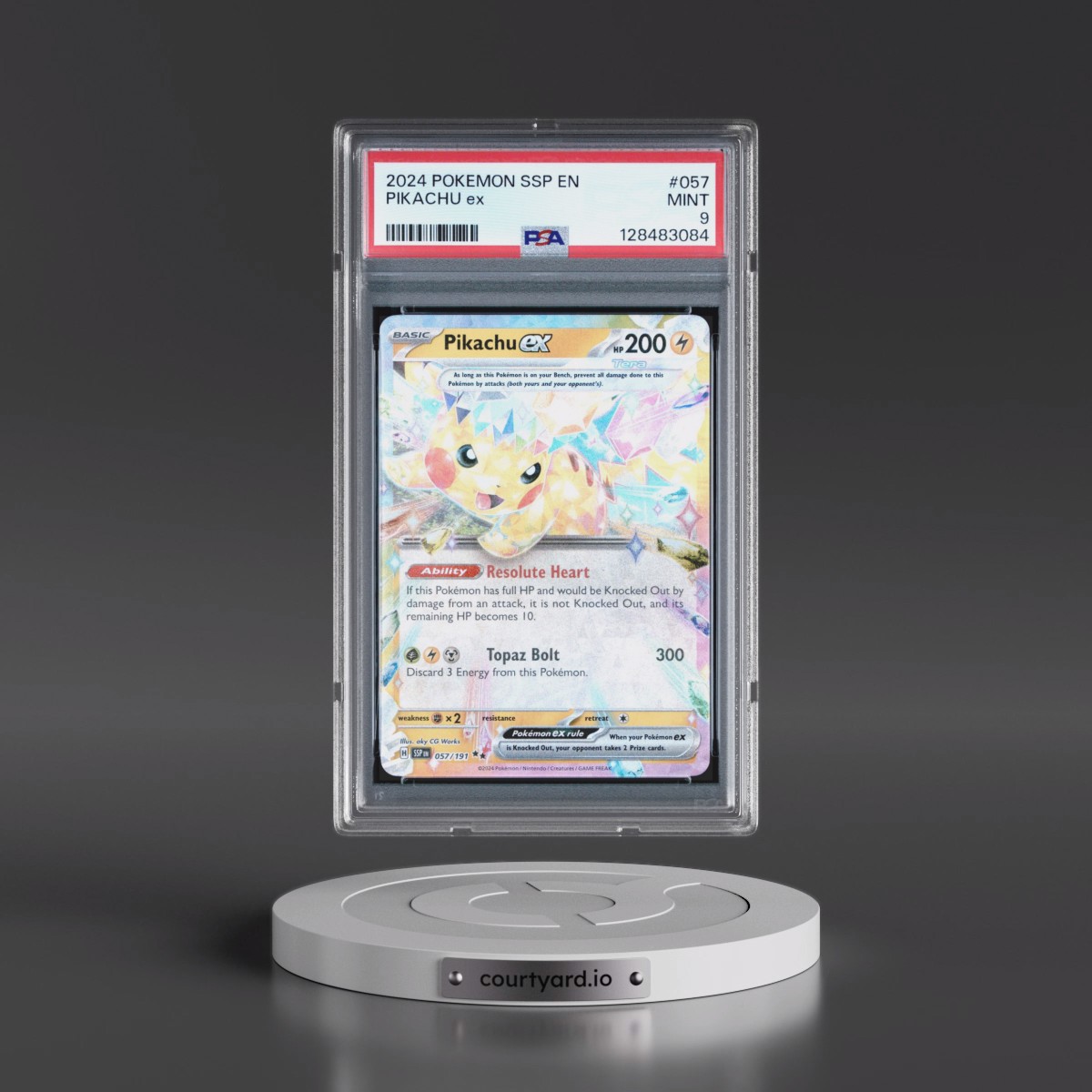 2024 Pokémon Ssp EN-Surging Sparks #057 Pikachu EX - Holo (PSA 9 MINT)