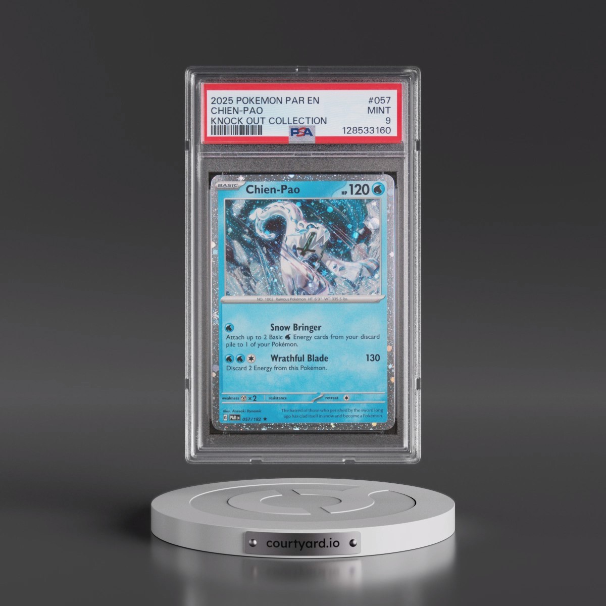 2025 Pokémon Par EN-Paradox Rift #057 Chien-Pao - Knock Out Collection (PSA 9 MINT)