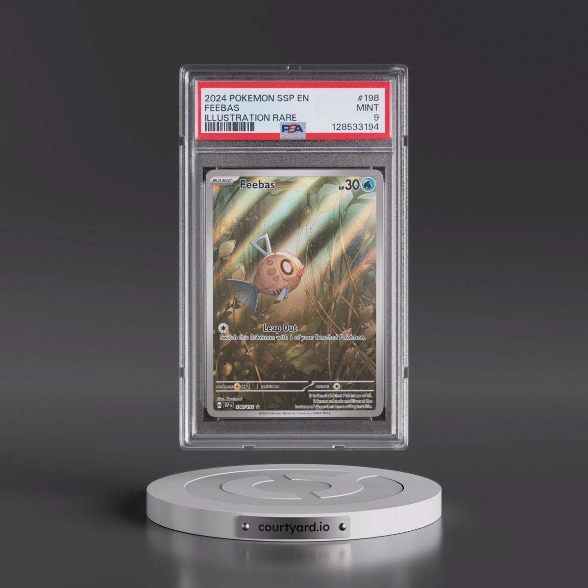 2024 Pokémon Ssp EN-Surging Sparks #198 Feebas - Illustration Rare (PSA 9 MINT)