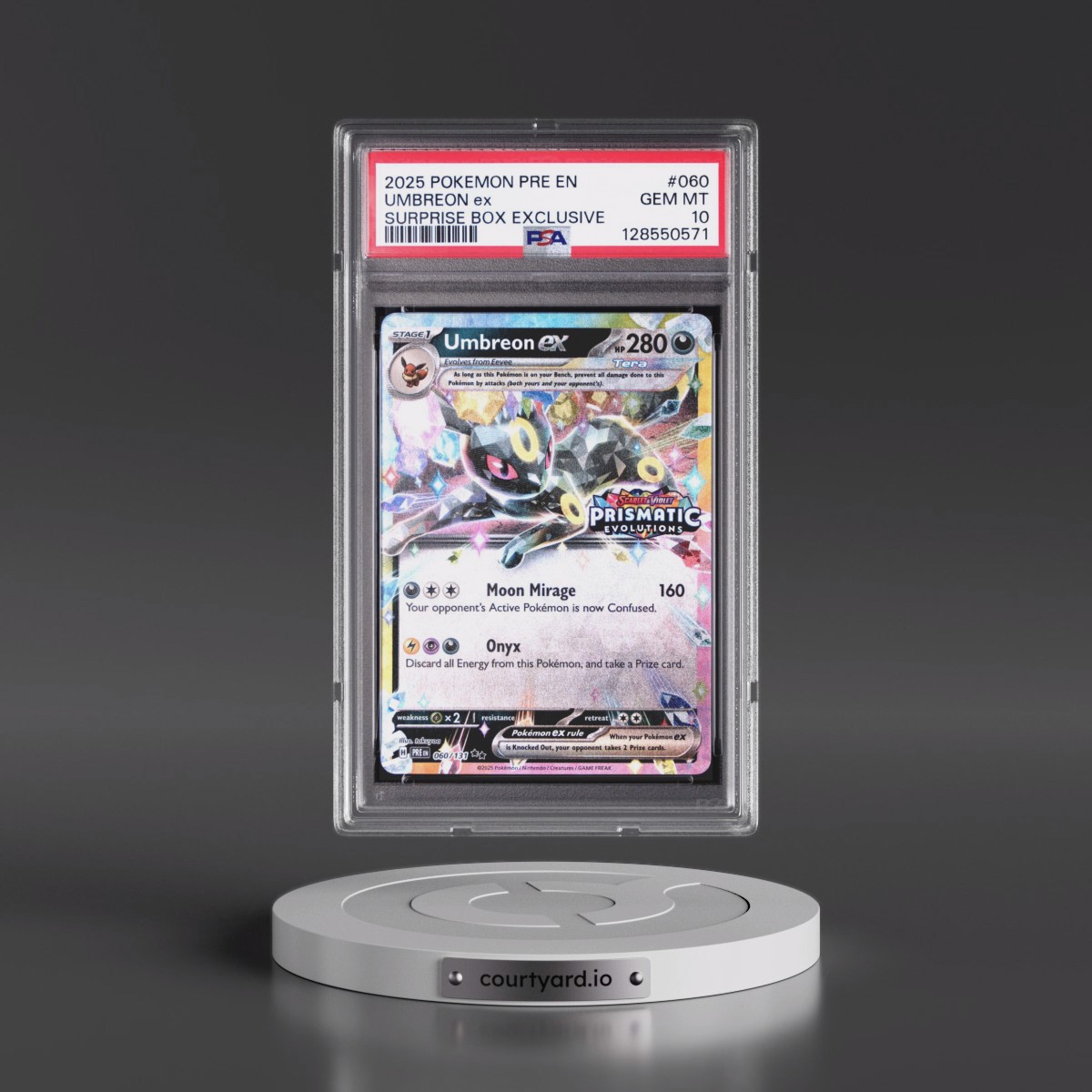 2025 Pokémon Pre EN-Prismatic Evolutions #060 Umbreon EX - Holo Surprise Box Exclusive (PSA 10 GEM MINT)