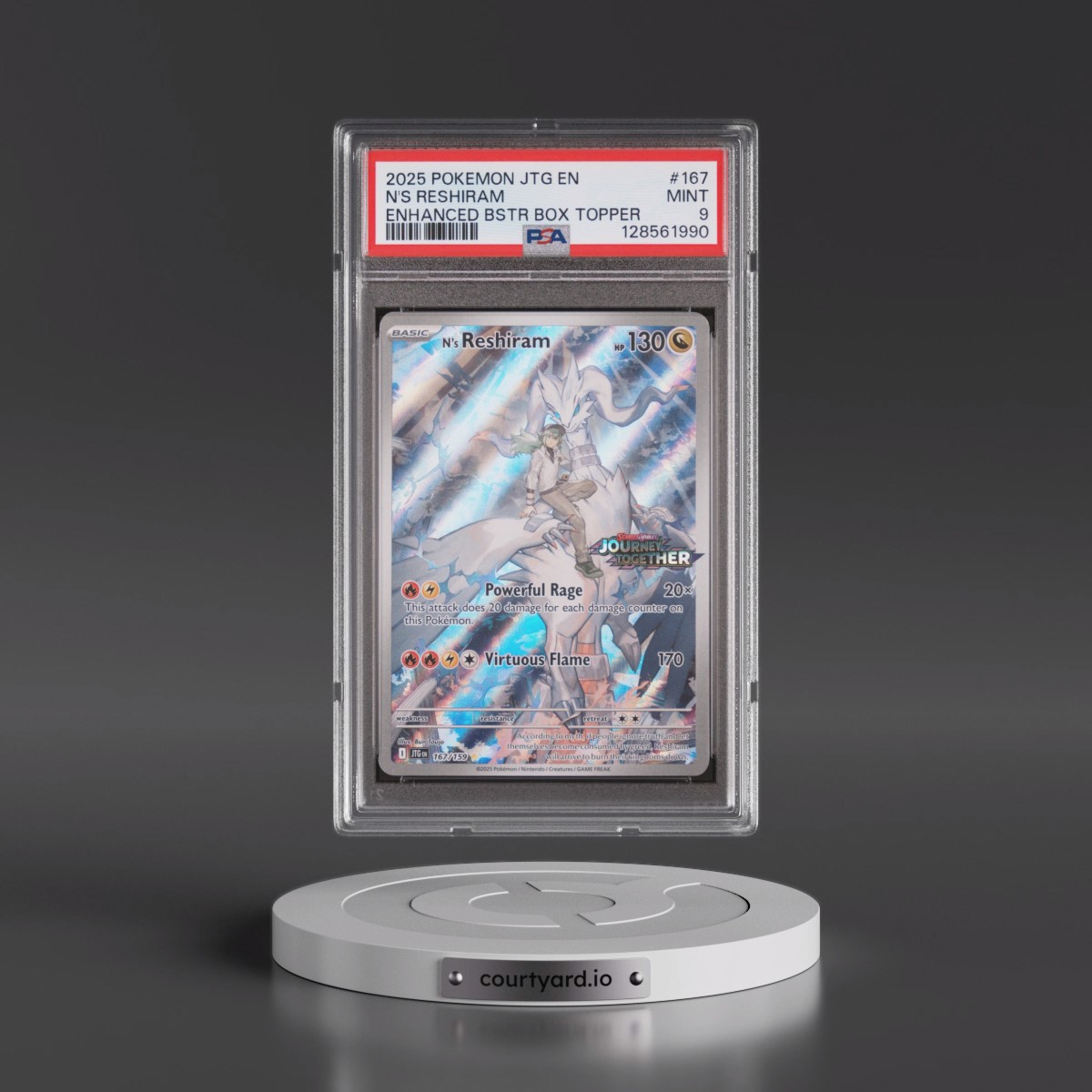 2025 Pokémon Jtg EN-Journey Together #167 N's Reshiram - Enhanced Booster Box Topper (PSA 9 MINT)