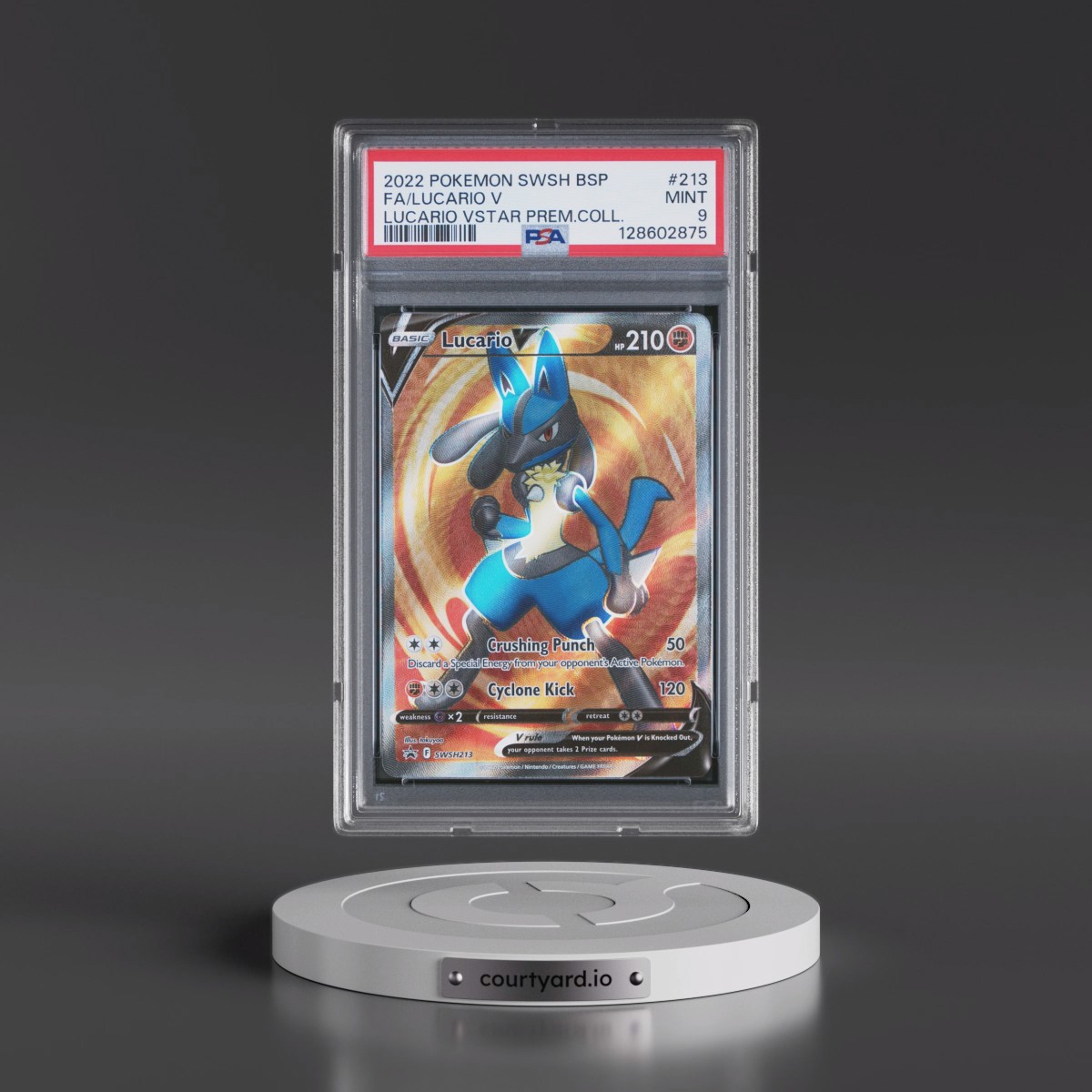 2022 Pokémon Swsh Black Star Promo #213 Lucario V - Holo Full Art Lucario Vstar Premium Collection (PSA 9 MINT)
