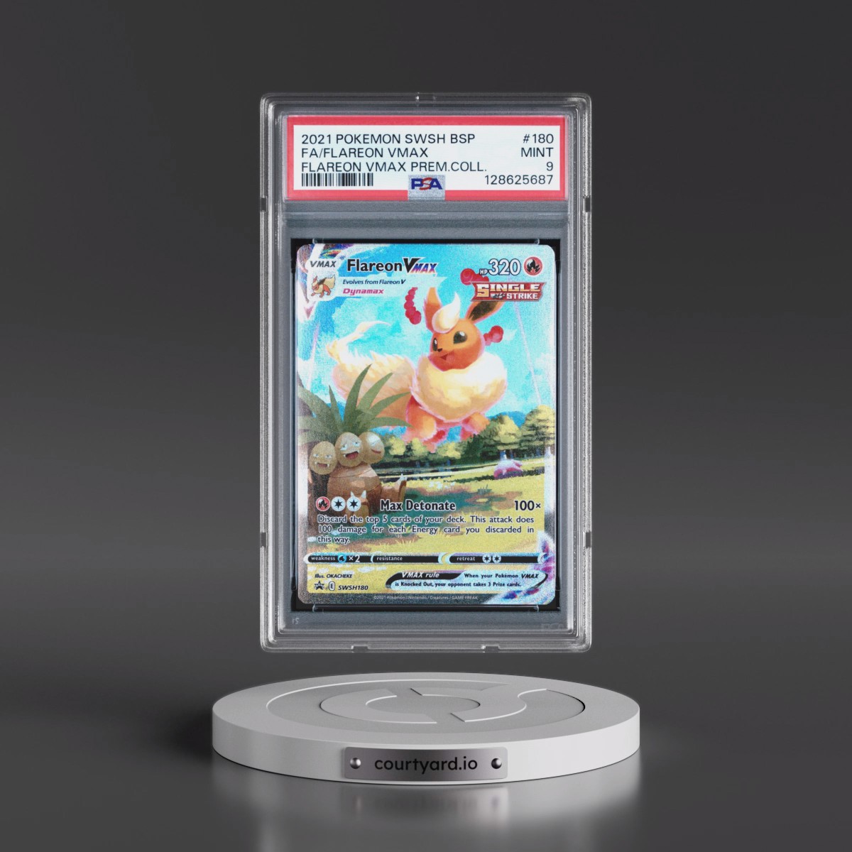 2021 Pokémon Swsh Black Star Promo #180 Flareon Vmax - Full Art Flareon Vmax Premium Collection (PSA 9 MINT)