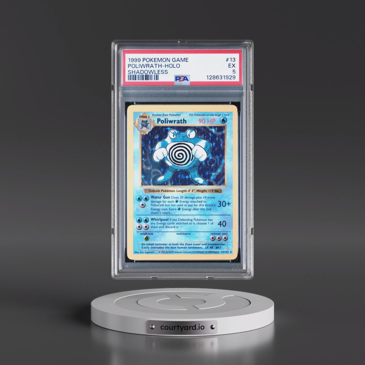 1999 Pokémon Game #13 Poliwrath - Holo Shadowless (PSA 5 EX)