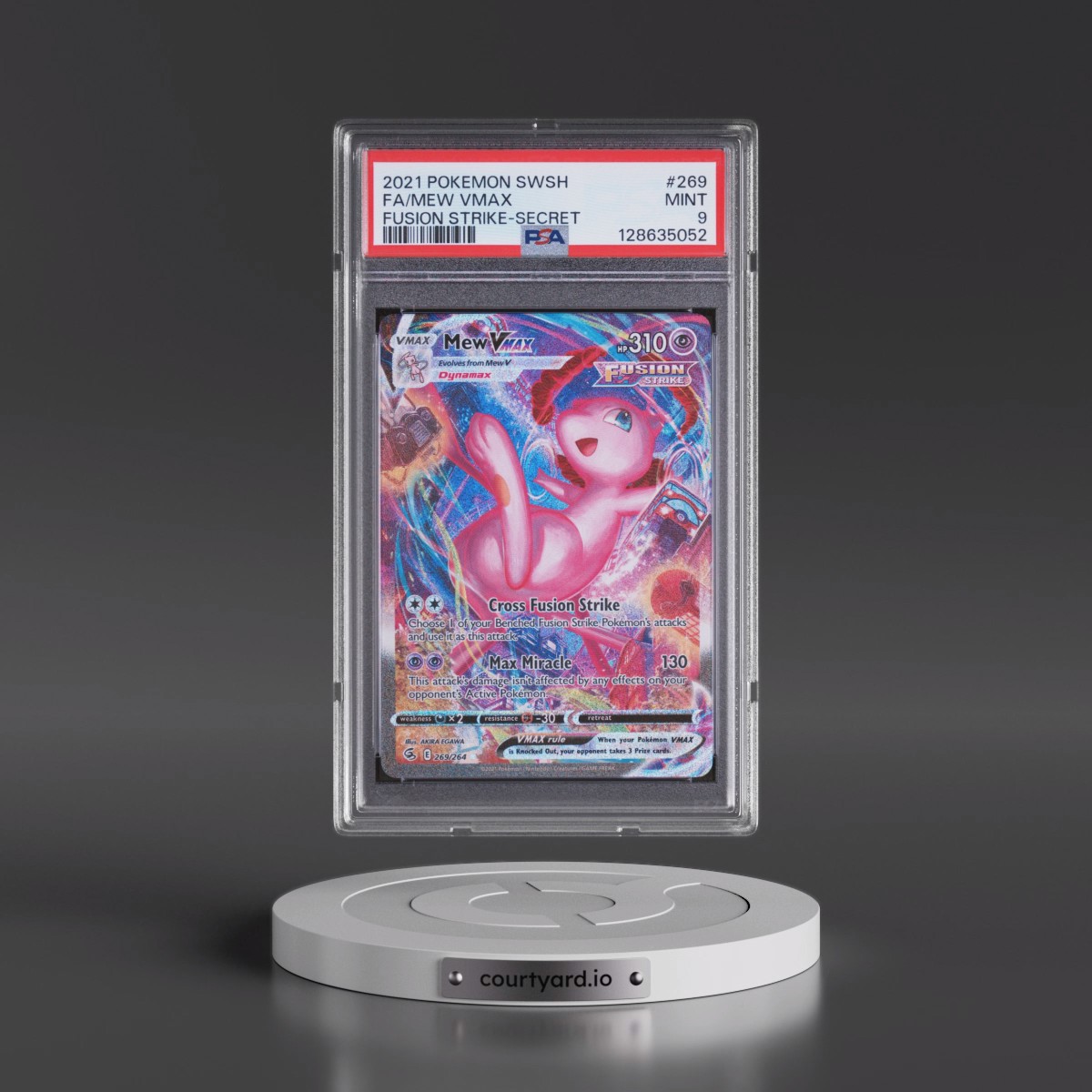 2021 Pokémon Sword & Shield Fusion Strike #269 Mew Vmax - Full Art Secret (PSA 9 MINT)
