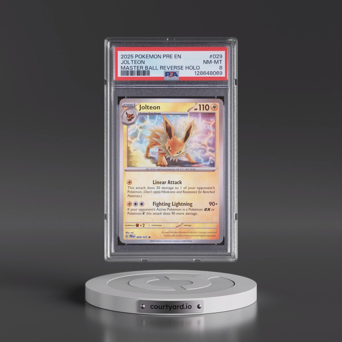 2025 Pokémon Pre EN-Prismatic Evolutions #029 Jolteon - Reverse Holo Master Ball (PSA 8 NM-MT)