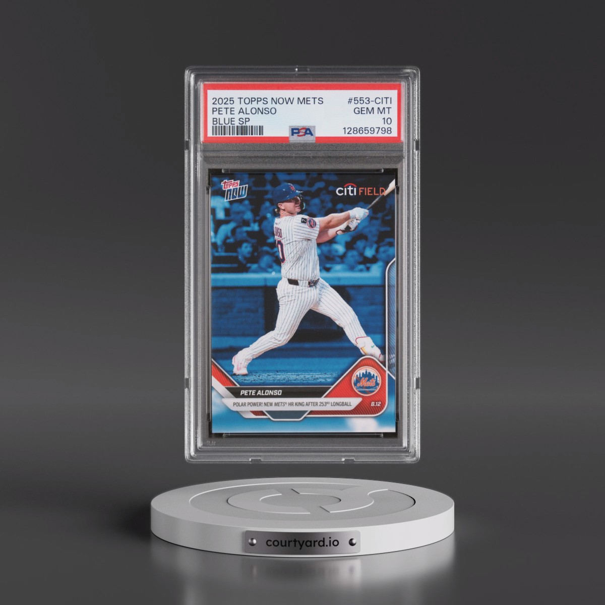 2025 Topps Now Mets #553-CITI Pete Alonso - Blue SP (PSA 10 GEM MINT)