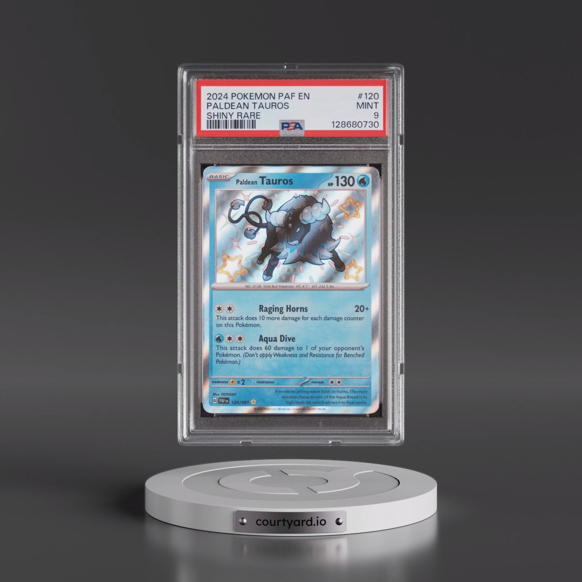 2024 Pokémon Paf EN-Paldean Fates #120 Paldean Tauros - Shiny Rare (PSA 9 MINT)