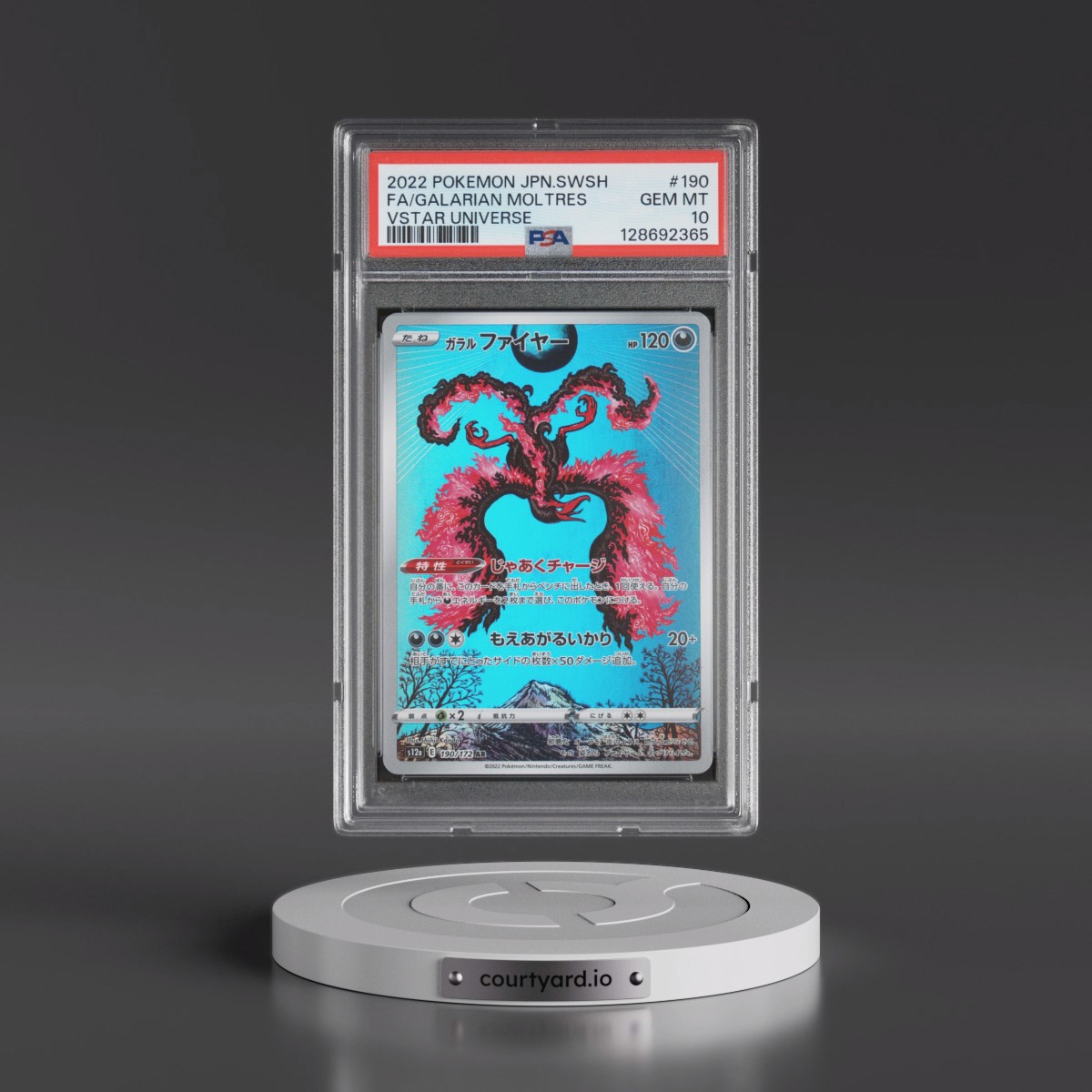 2022 Pokémon Sword & Shield Vstar Universe #190 Galarian Moltres - Full Art (PSA 10 GEM MINT)
