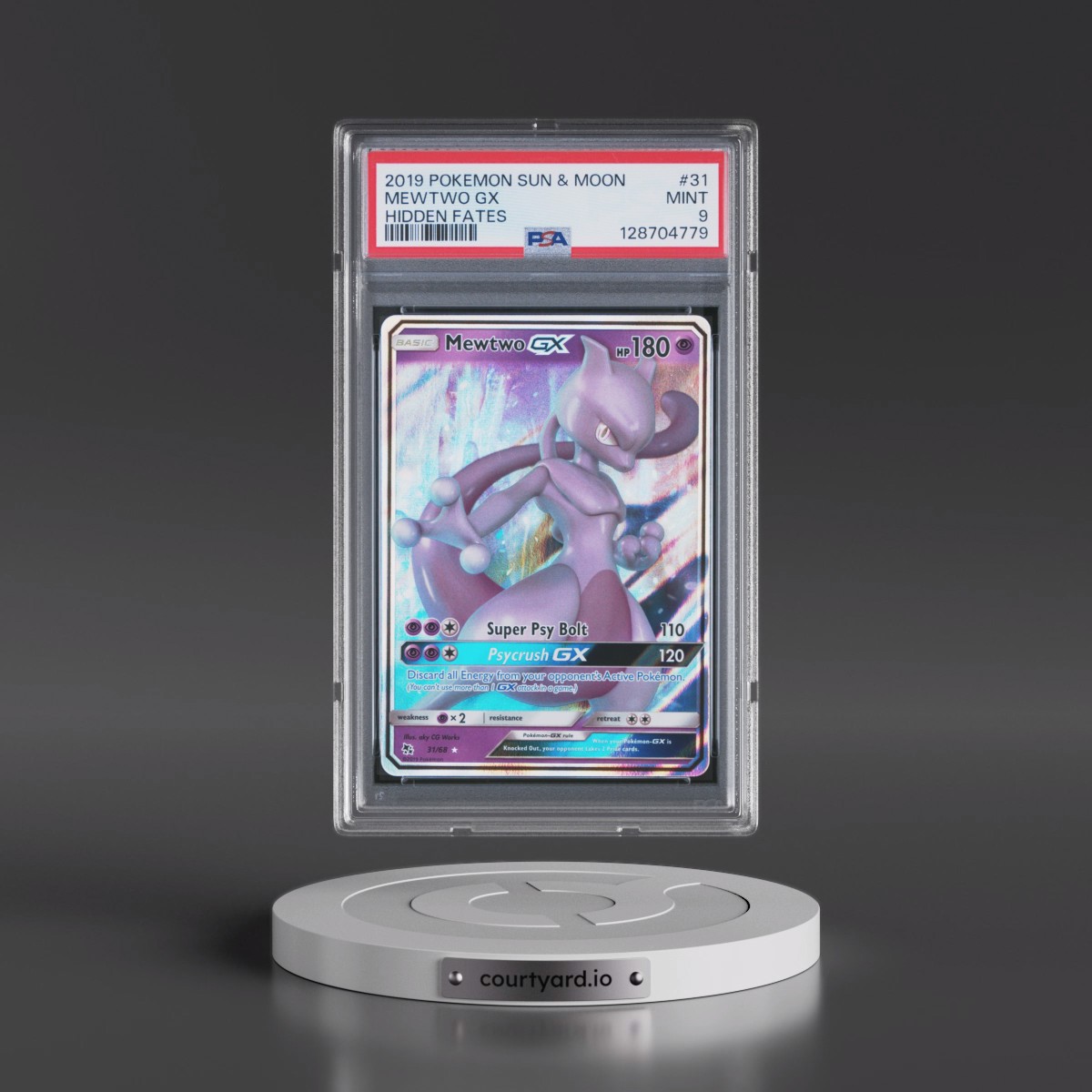 2019 Pokémon Sun & Moon Hidden Fates #31 Mewtwo GX - Holo (PSA 9 MINT)