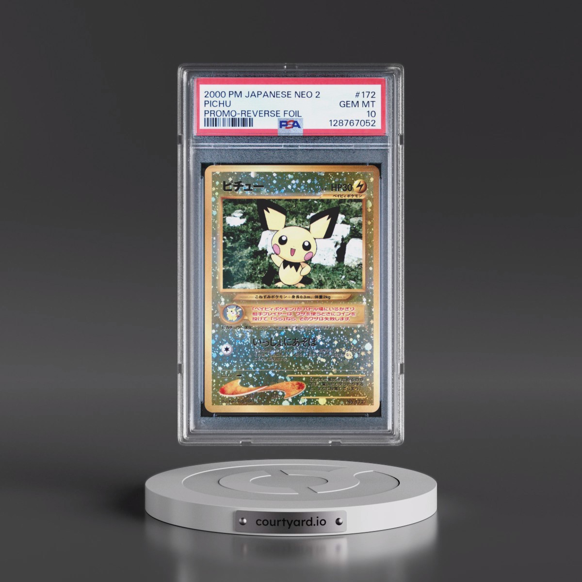 2000 Pokémon Neo 2 Promo #172 Pichu - Reverse Foil (PSA 10 GEM MINT)