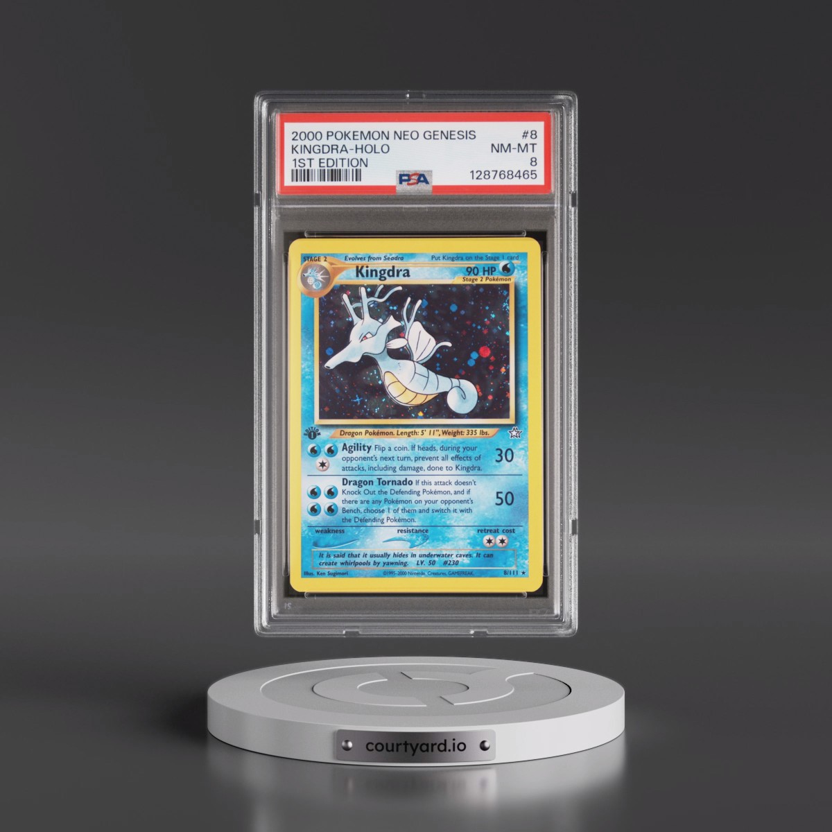 2000 Pokémon Neo Genesis #8 Kingdra - 1st Edition Holo (PSA 8 NM-MT)