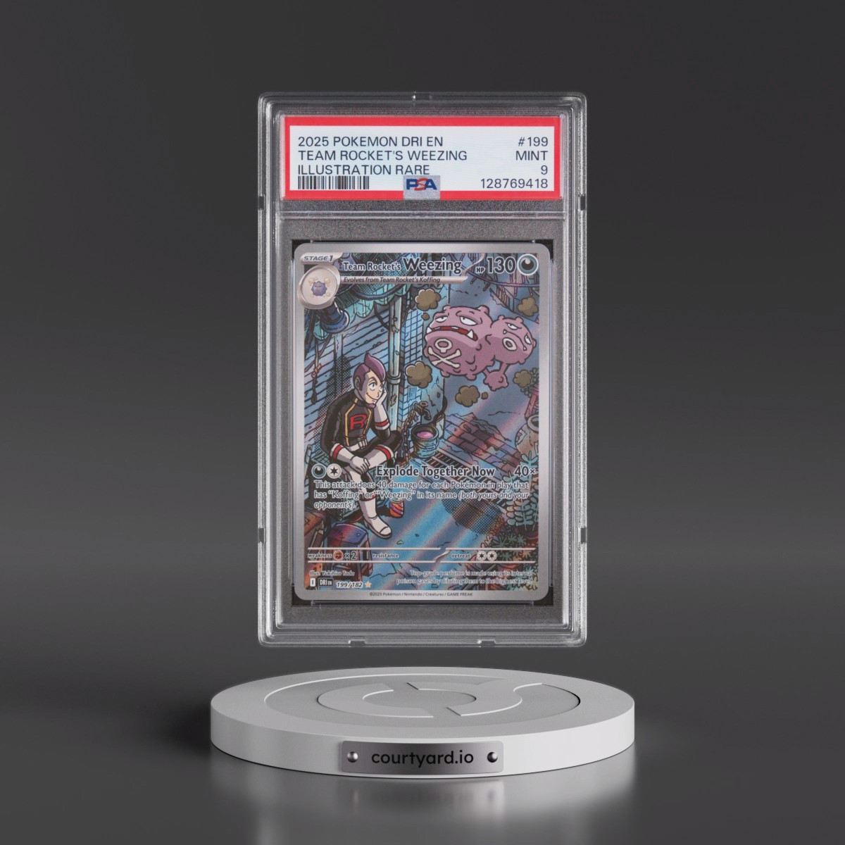 2025 Pokémon Dri EN-Destined Rivals #199 Team Rocket's Weezing - Illustration Rare (PSA 9 MINT)