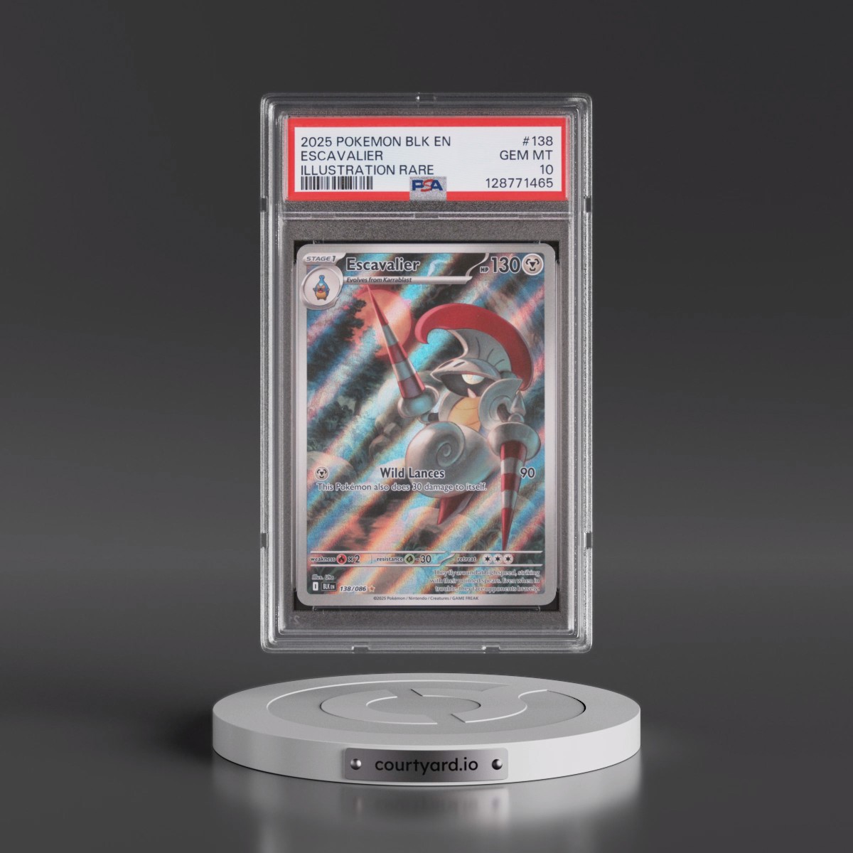 2025 Pokémon Blk EN-Black Bolt #138 Escavalier - Illustration Rare (PSA 10 GEM MINT)