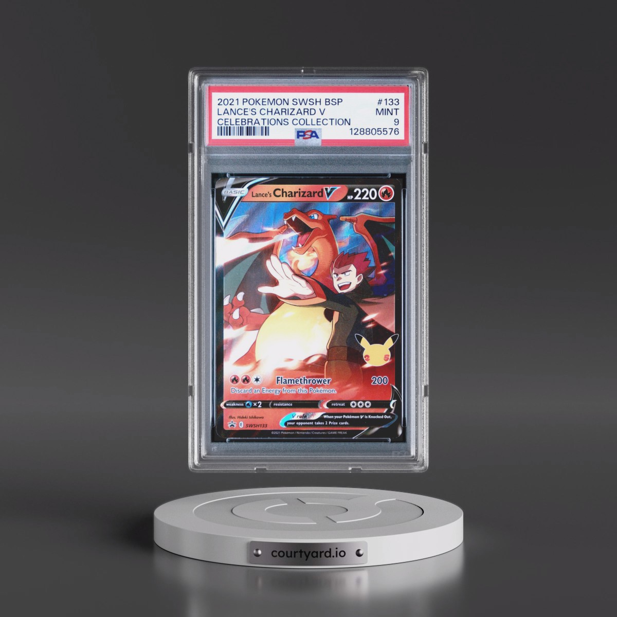 2021 Pokémon Swsh Black Star Promo #133 Lance's Charizard V - Holo Celebrations Collection (PSA 9 MINT)