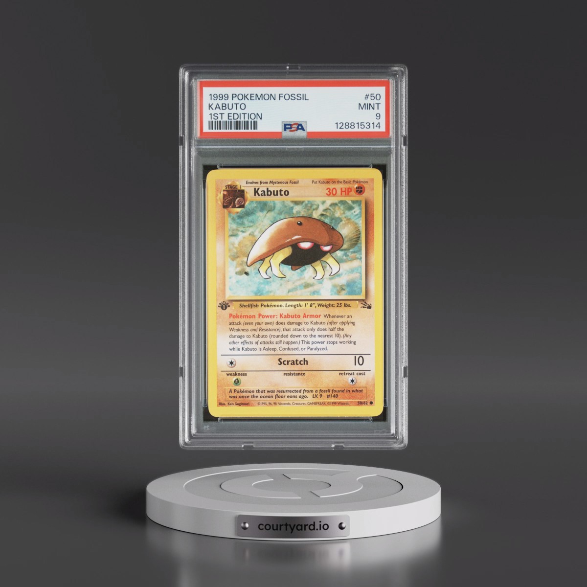1999 Pokémon Fossil #50 Kabuto - 1st Edition (PSA 9 MINT)