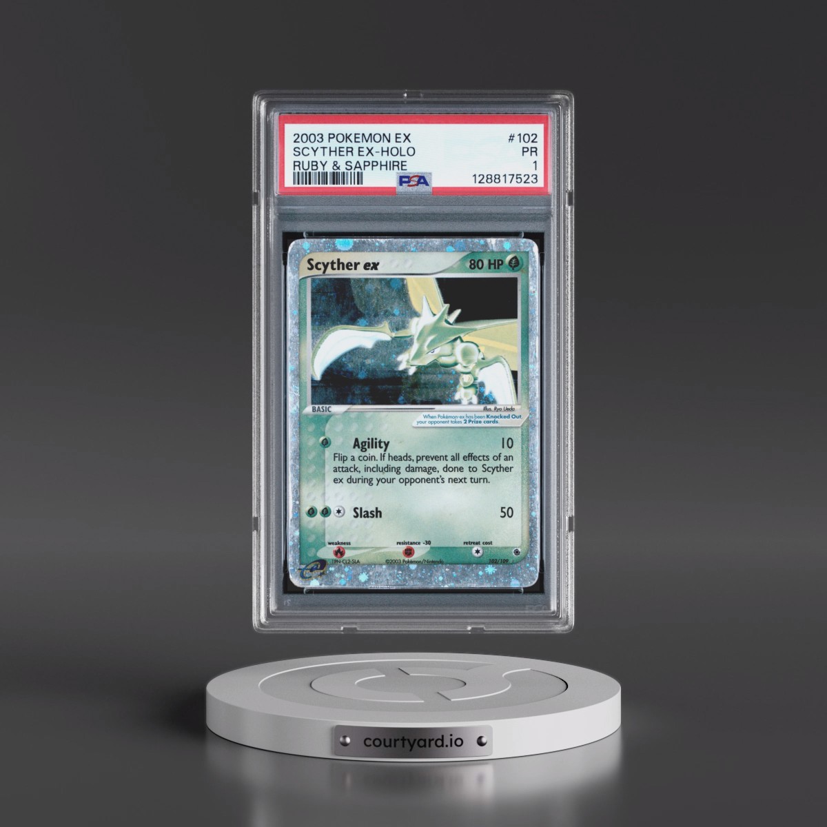 2003 Pokémon EX Ruby & Sapphire #102 Scyther EX - Holo Holo (PSA 1 PR)