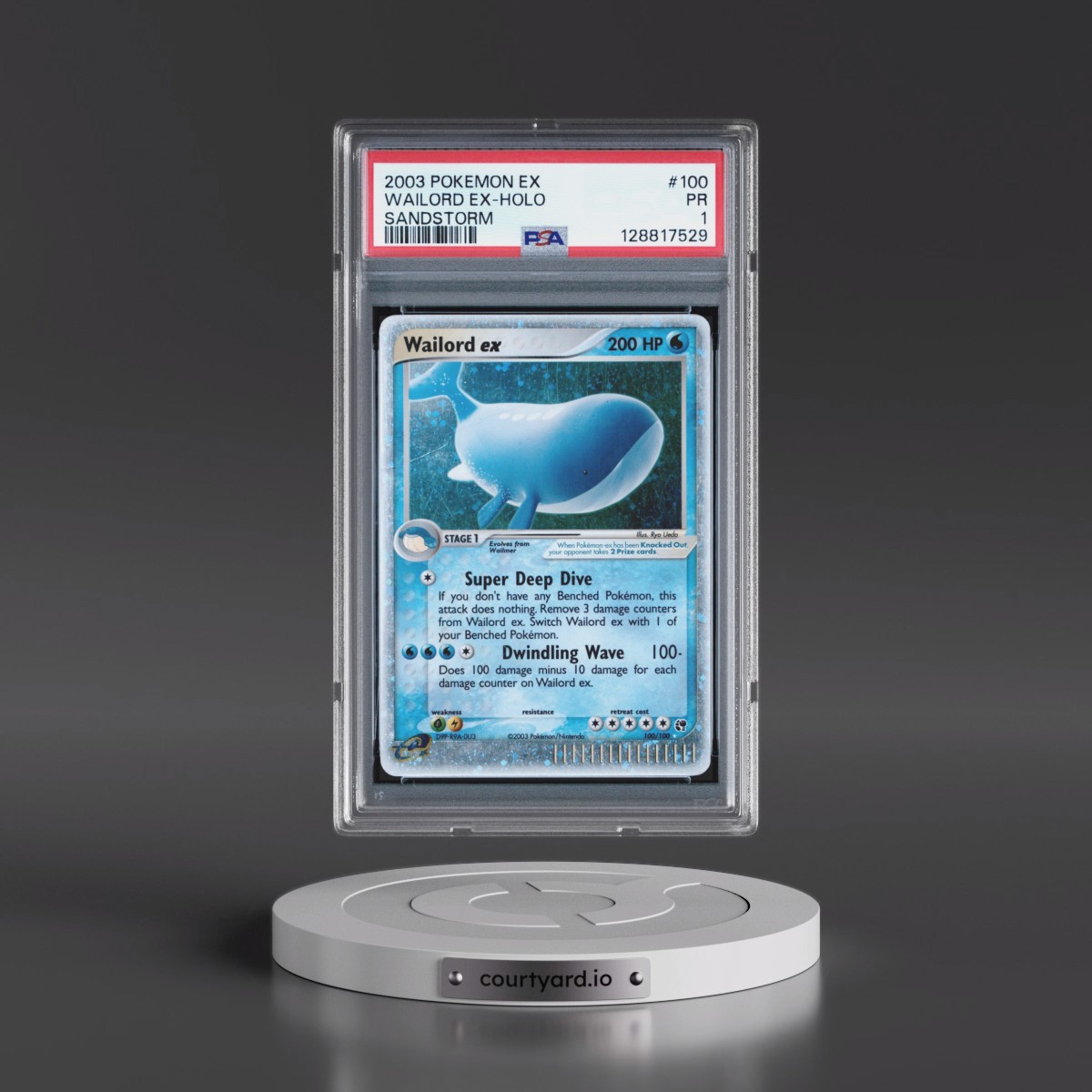2003 Pokémon EX Sandstorm #100 Wailord EX - Holo Holo (PSA 1 PR)