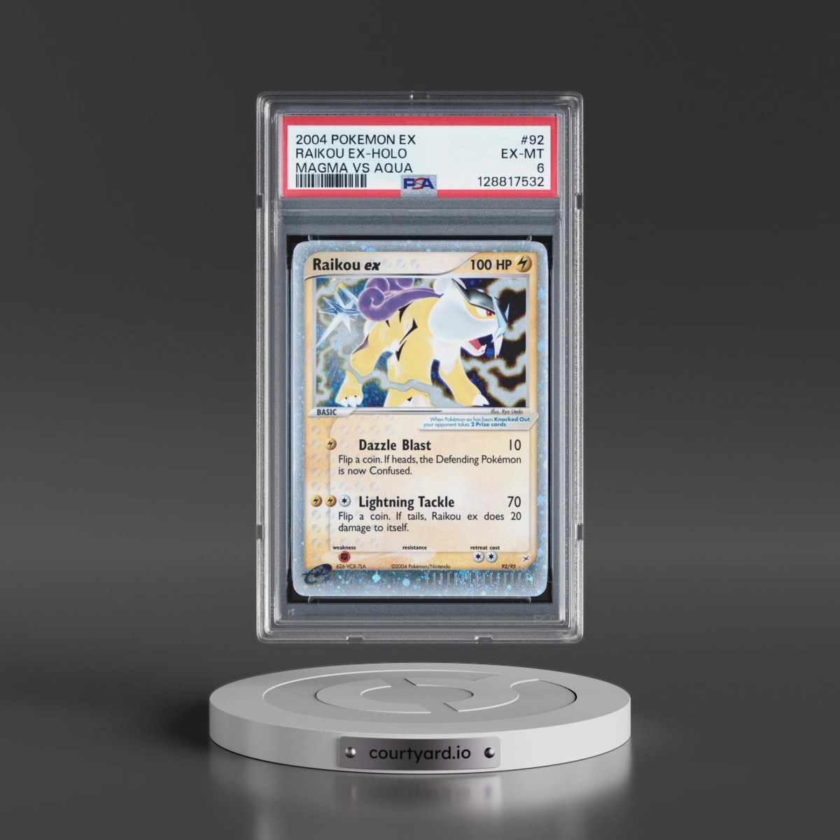2004 Pokémon EX Team Magma VS Team Aqua #92 Raikou EX - Holo Holo (PSA 6 EX-MT)