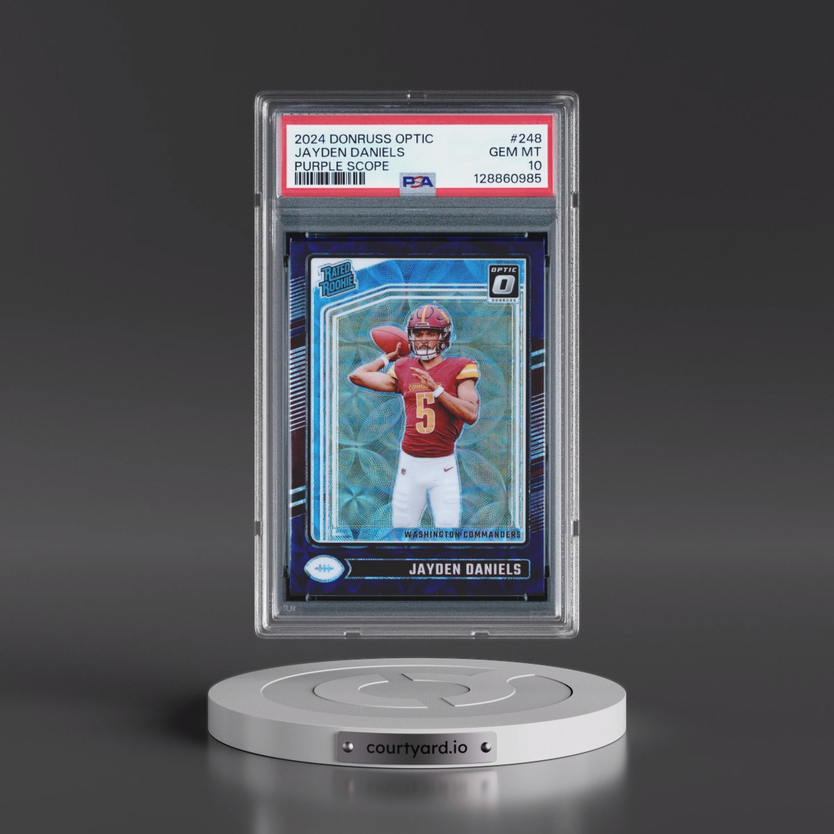 2024 Panini Donruss Optic #248 Jayden Daniels - Purple Scope (PSA 10 GEM MINT)