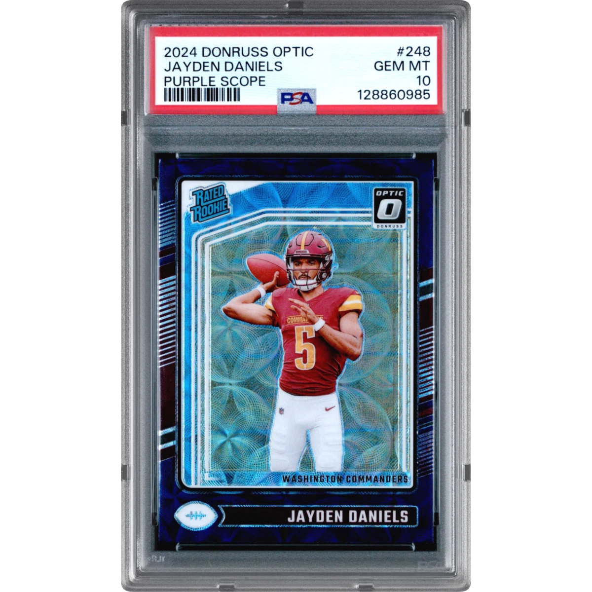 2024 Panini Donruss Optic #248 Jayden Daniels - Purple Scope (PSA 10 GEM MINT)