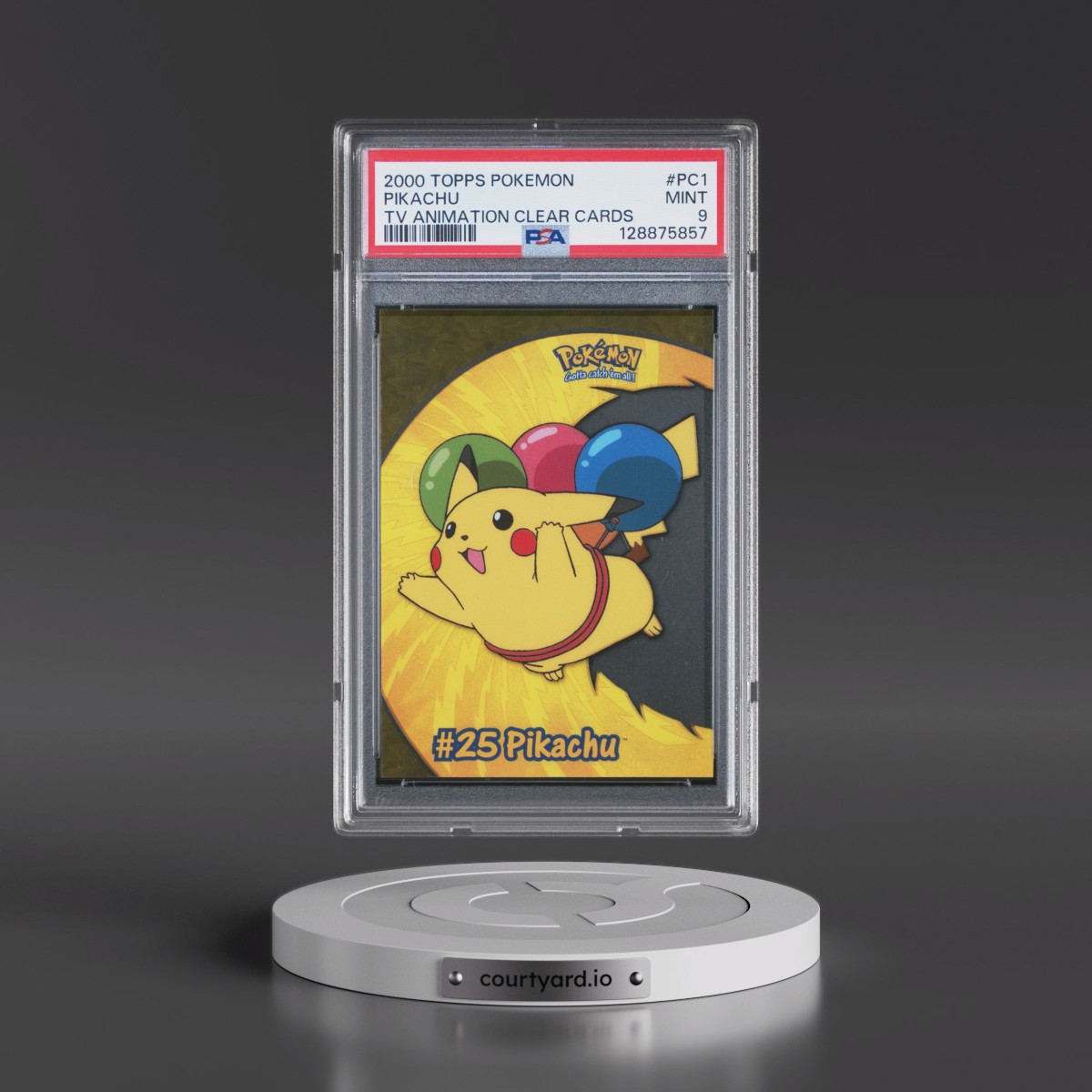 2000 Topps Pokémon TV Animation Clear Cards #PC1 Pikachu (PSA 9 MINT)