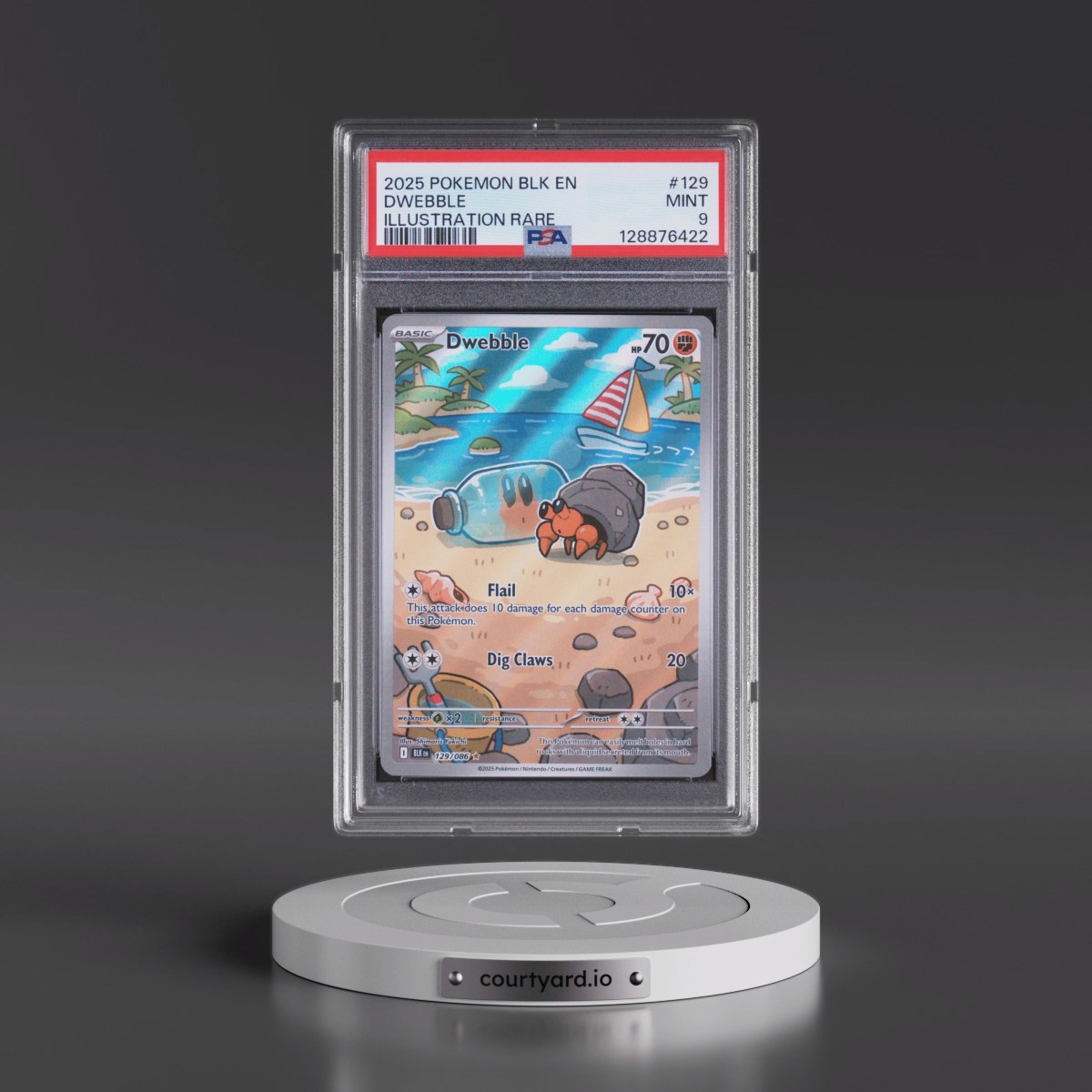 2025 Pokémon Blk EN-Black Bolt #129 Dwebble - Illustration Rare (PSA 9 MINT)