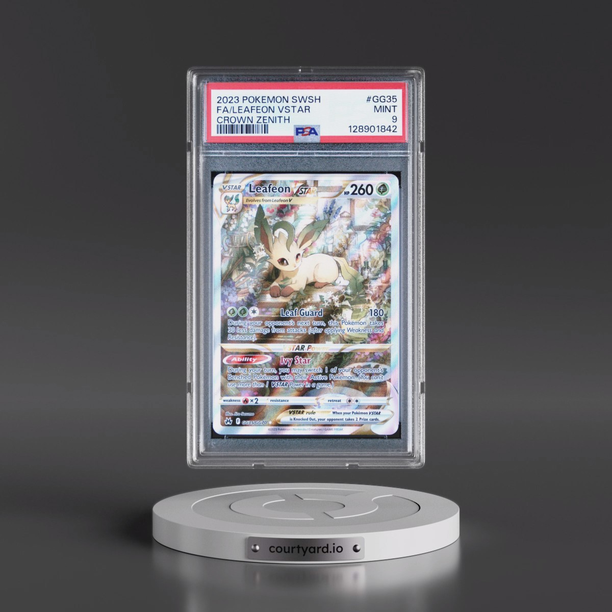 2023 Pokémon Sword and Shield Crown Zenith #GG35 Leafeon Vstar - Full Art (PSA 9 MINT)