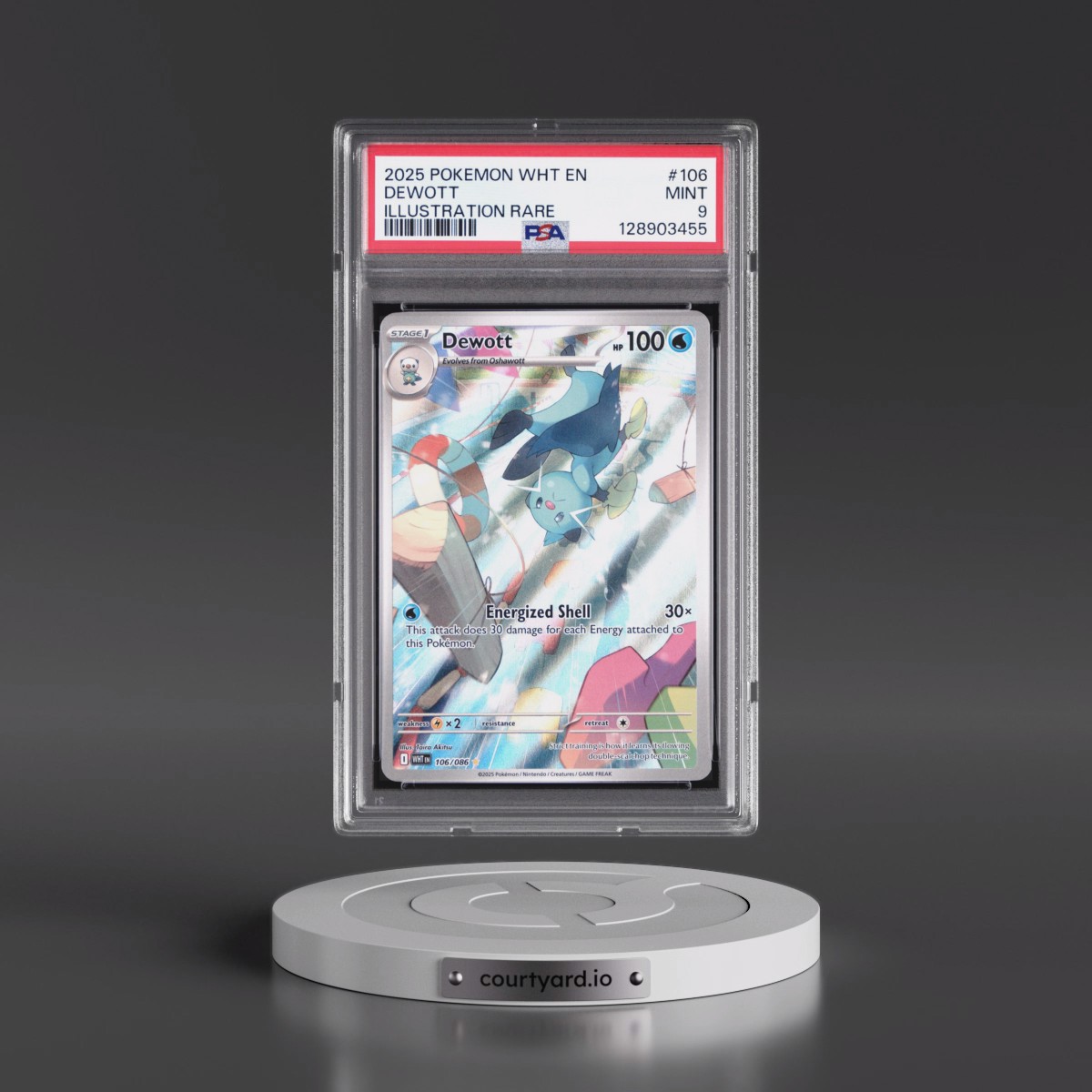 2025 Pokémon Wht EN-White Flare #106 Dewott - Illustration Rare (PSA 9 MINT)