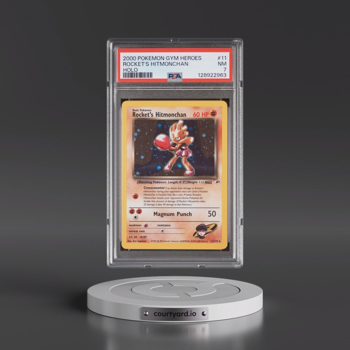 2000 Pokémon Gym Heroes #11 Rocket's Hitmonchan - Holo (PSA 7 NM)