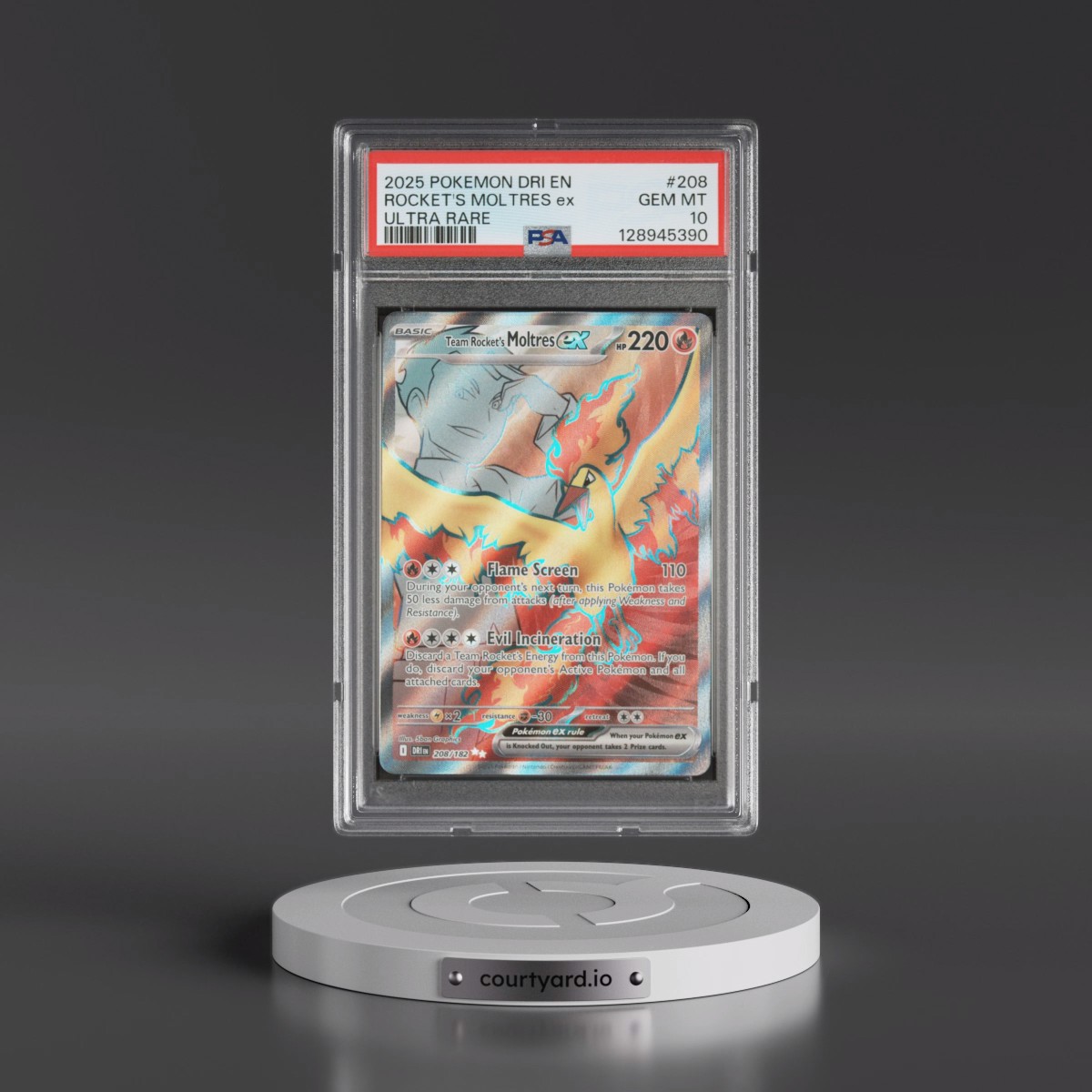 2025 Pokémon Dri EN-Destined Rivals #208 Team Rocket's Moltres EX - Holo Ultra Rare (PSA 10 GEM MINT)