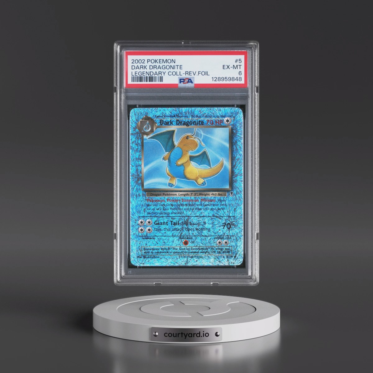 2002 Pokémon Legendary Collection #5 Dark Dragonite - Reverse Foil (PSA 6 EX-MT)
