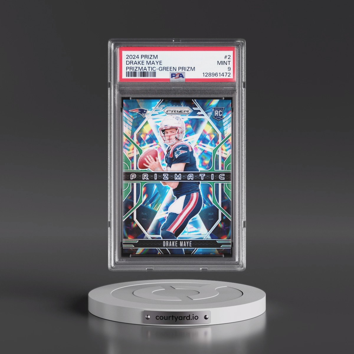 2024 Panini Prizm Prizmatic #2 Drake Maye - Green Prizm (PSA 9 MINT)