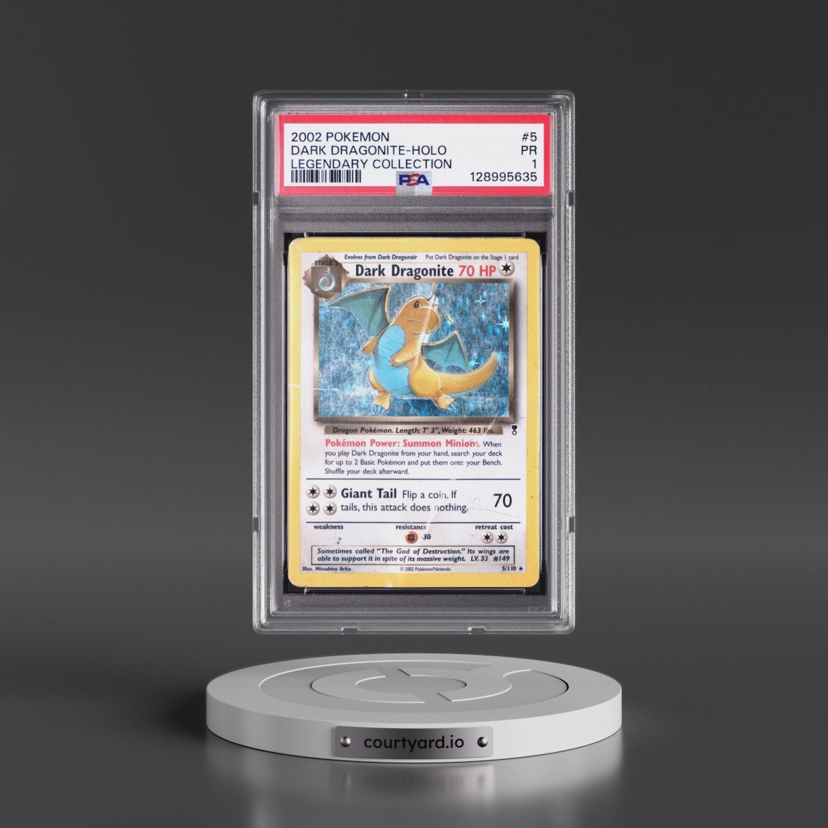 2002 Pokémon Legendary Collection #5 Dark Dragonite - Holo (PSA 1 PR)