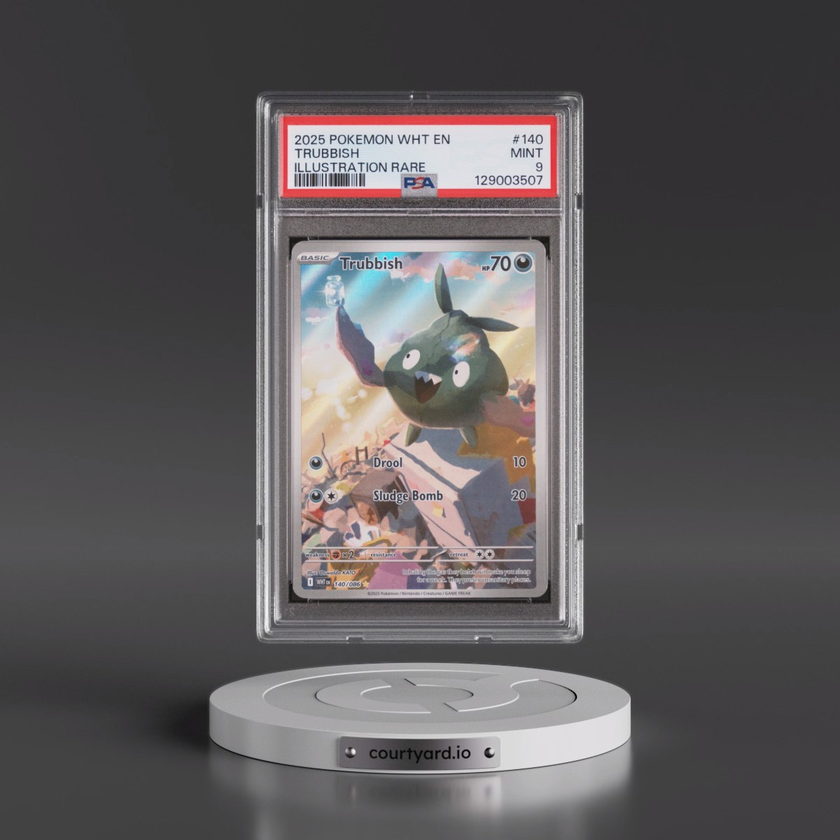 2025 Pokémon Wht EN-White Flare #140 Trubbish - Illustration Rare (PSA 9 MINT)