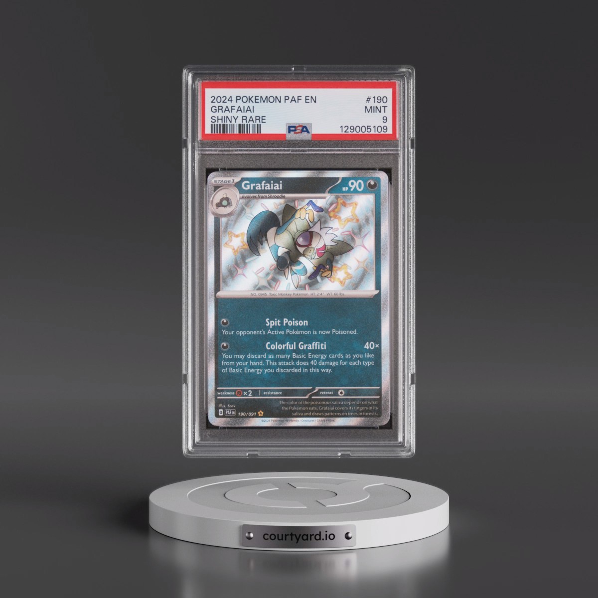 2024 Pokémon Paf EN-Paldean Fates #190 Grafaiai - Shiny Rare (PSA 9 MINT)