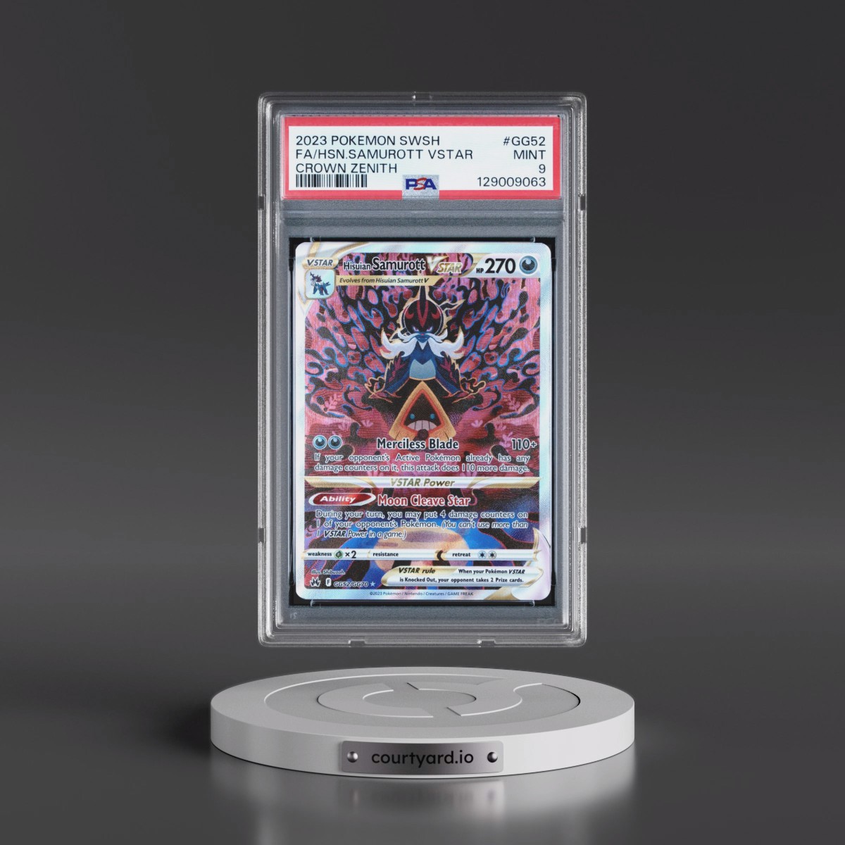 2023 Pokémon Sword and Shield Crown Zenith #GG52 Hisuian Samurott Vstar - Full Art (PSA 9 MINT)