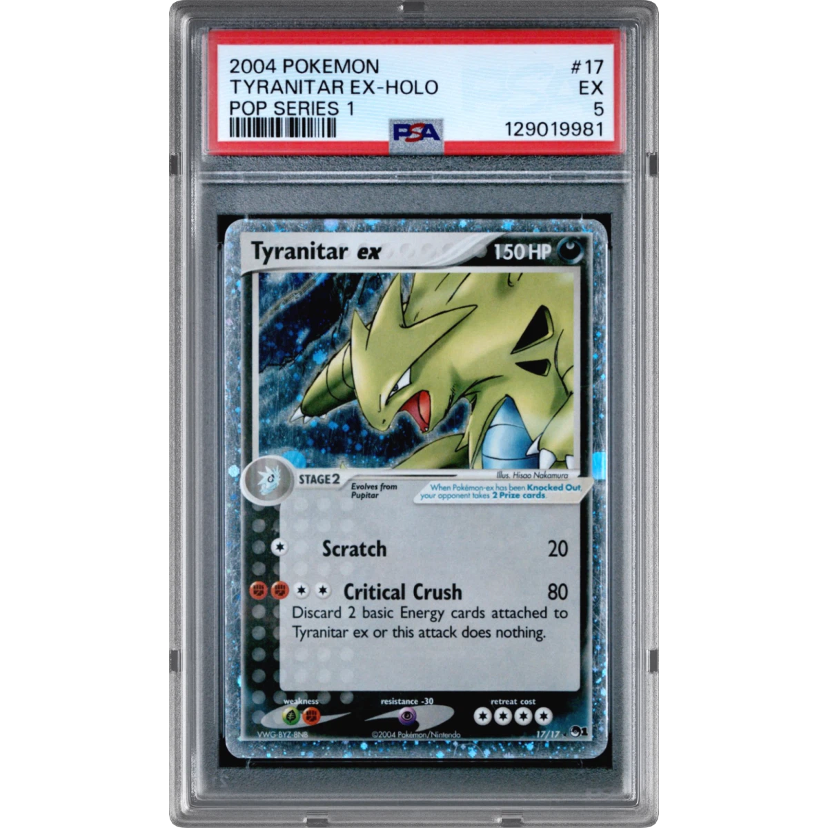 2004 Pokémon Pop Series 1 #17 Tyranitar EX - Holo Holo (PSA 5 EX)